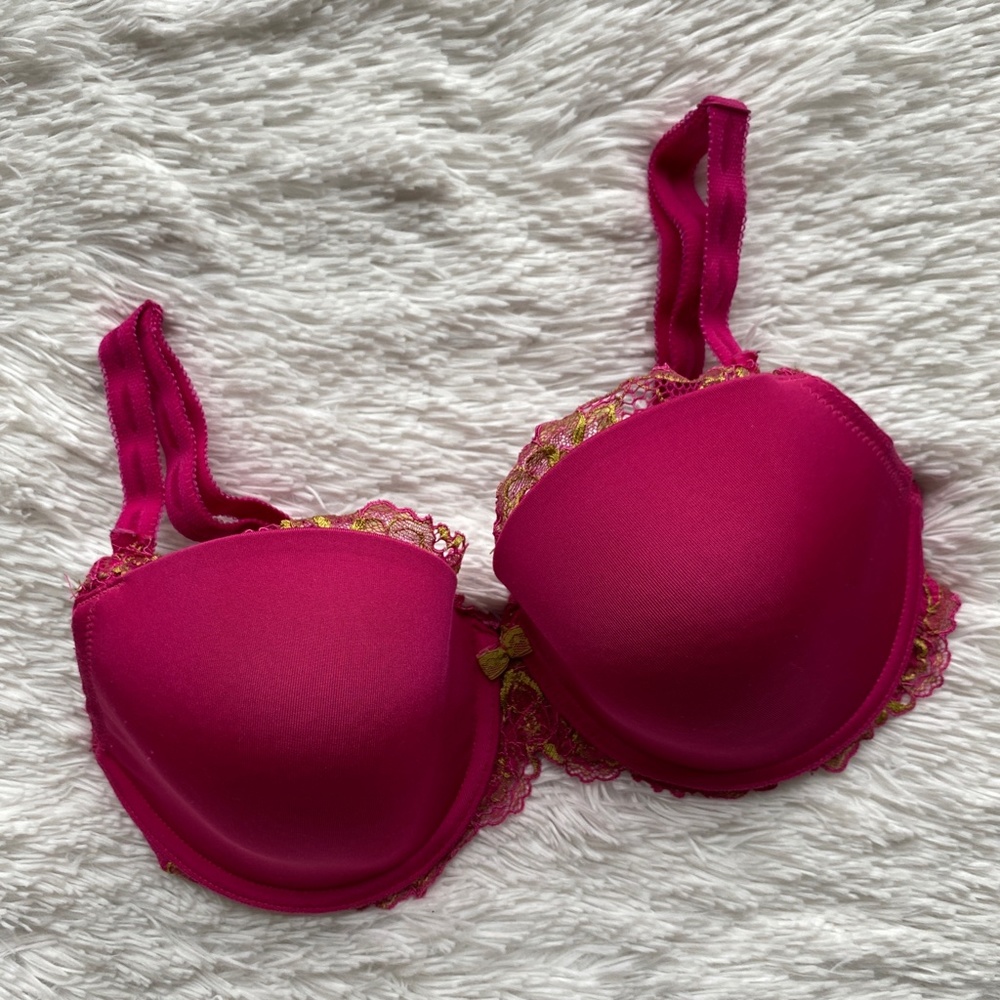 PARAMOUR Pink Green Lace Bra 34DD